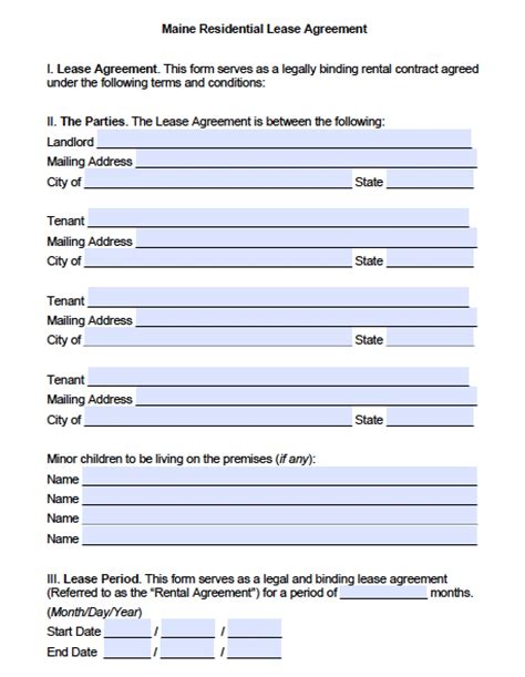 rental agreement form maine|Free Maine Rental Lease Agreement Templates